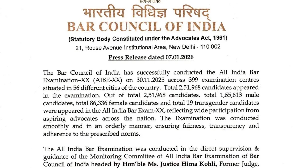 AIBE 20 Result 2025 Out: ऑल इंडिया बार एग्जामिनेशन रिजल्ट जारी, 174386 कैंडिडेट्स हुए क्वालीफाई